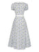 [Prévente] Robe col claudine roses froncé lavande années 1940