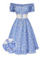 [Prévente] Robe bleue à carreaux épaules dénudées années 1950