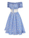 [Prévente] Robe bleue à carreaux épaules dénudées années 1950