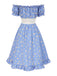 [Prévente] Robe bleue à carreaux épaules dénudées années 1950