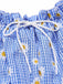 [Prévente] Robe bleue à carreaux épaules dénudées années 1950