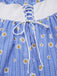 [Prévente] Robe bleue à carreaux épaules dénudées années 1950