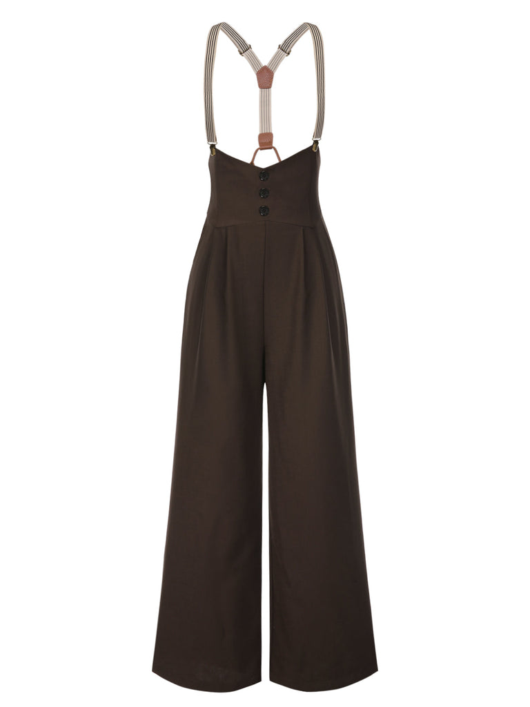 [Prévente] Ensemble chemisier coton et pantalon bretelles années 1930