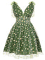 [Prévente] [Grande taille] Robe trapèze verte en maille marguerite des années 1950