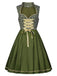 [Prévente] 2PCS robe verte à motifs florauxet tablier brodé années 1950