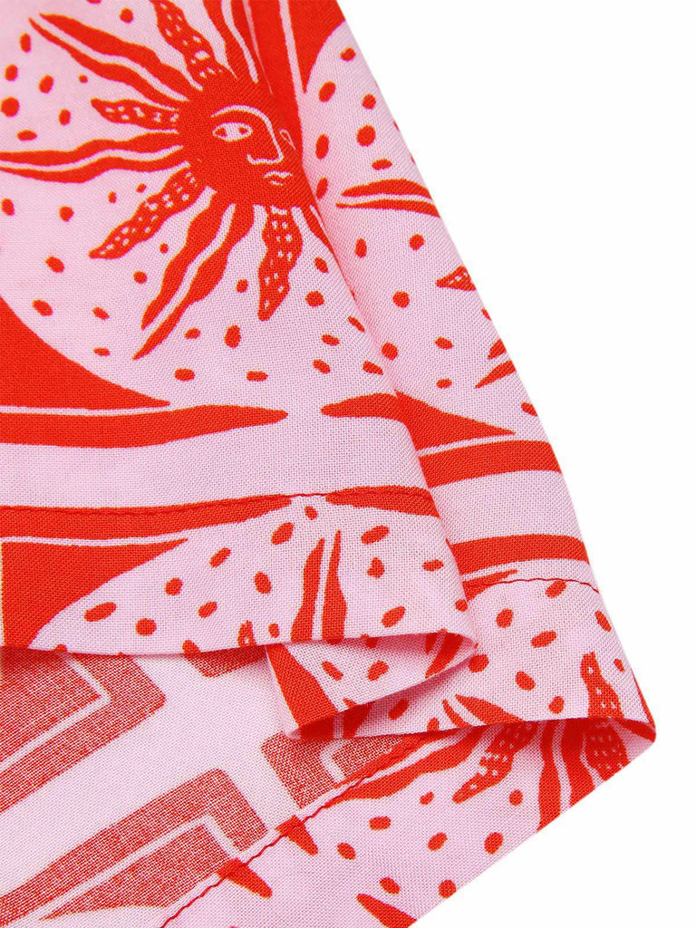Combishort rose totem soleil boutonnée années 1950