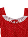 [Prévente] Robe rouge à volants manches bouffantes en dentelle florale des années 1940