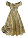 [Prévente] Robe dorée paillettes et épaules dénudées années 1950