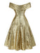 [Prévente] Robe dorée paillettes et épaules dénudées années 1950