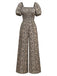 Combinaison marron à fleurs à manches bouffantes années 1930
