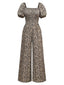 Combinaison marron à fleurs à manches bouffantes années 1930