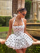 Robe tutu blanche à pois dos nu des années 1960