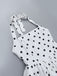 Robe tutu blanche à pois dos nu des années 1960