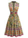 Robe verte à fleurs style bohème années 1970