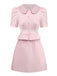 2PCS Chemisier et jupe à rayures et col Claudine années 1960