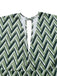 Combinaison pattes d'éléphant verte chevrons bohème col en V profond des années 1970