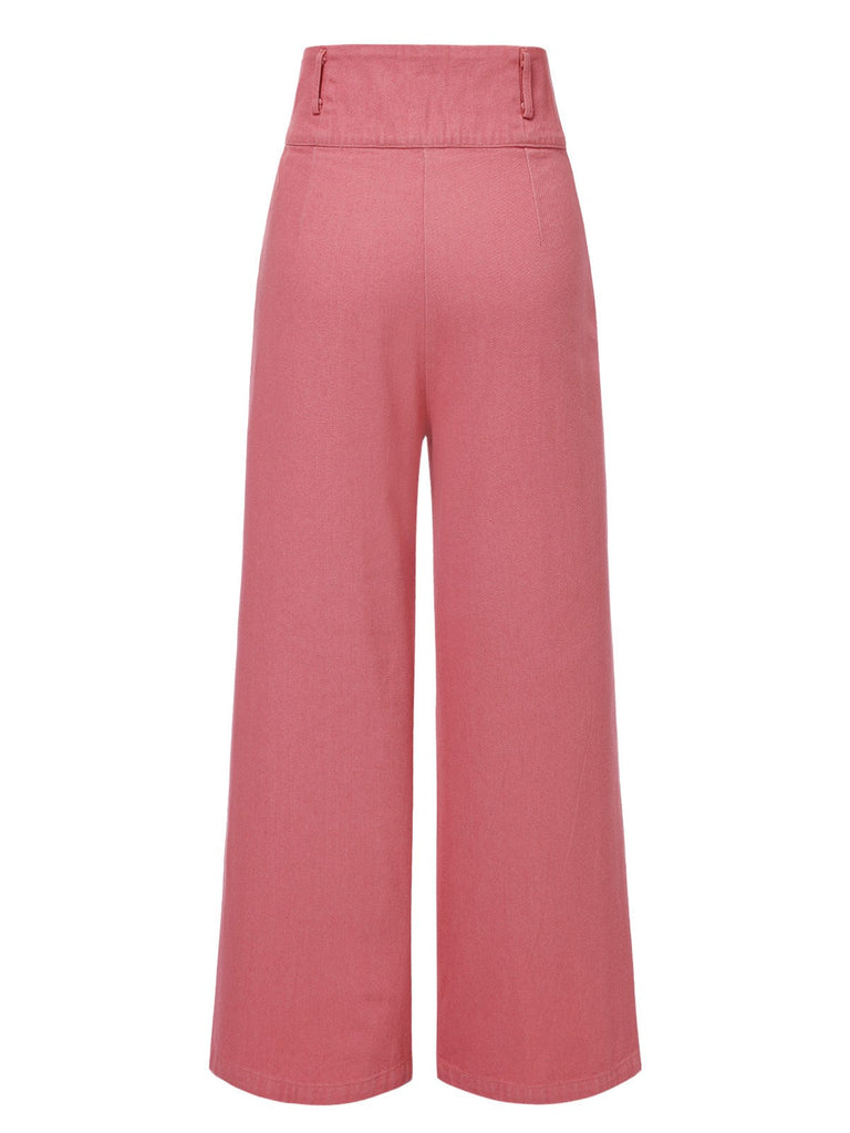 [Prévente] Pantalon rose coton en à boutons des années 1950
