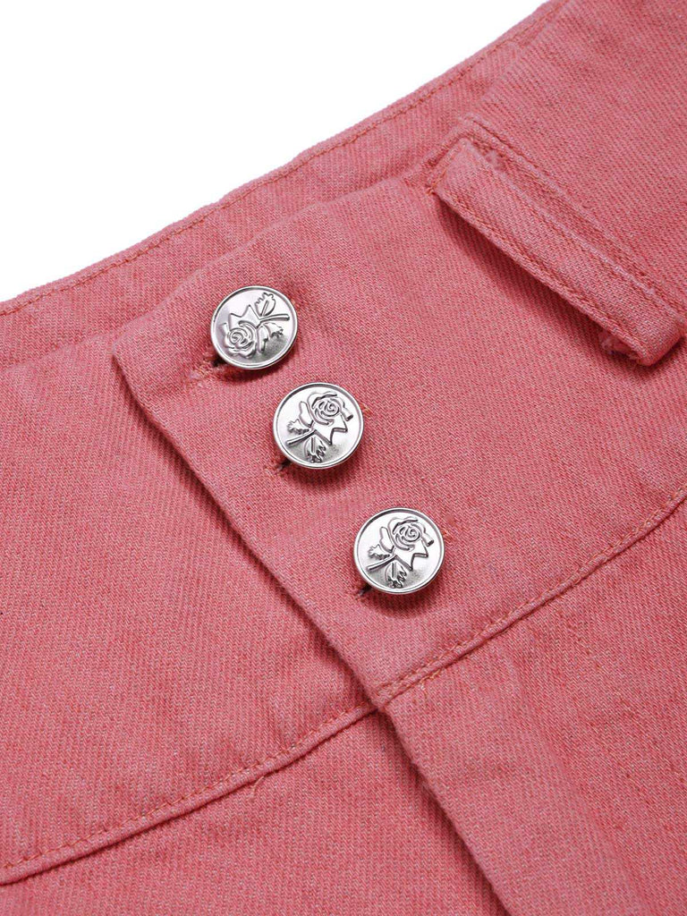 [Prévente] Pantalon rose coton en à boutons des années 1950