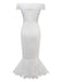 [Prévente] Robe sirène blanche en dentelle fleur années 1930