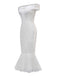 [Prévente] Robe sirène blanche en dentelle fleur années 1930