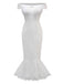 [Prévente] Robe sirène blanche en dentelle fleur années 1930