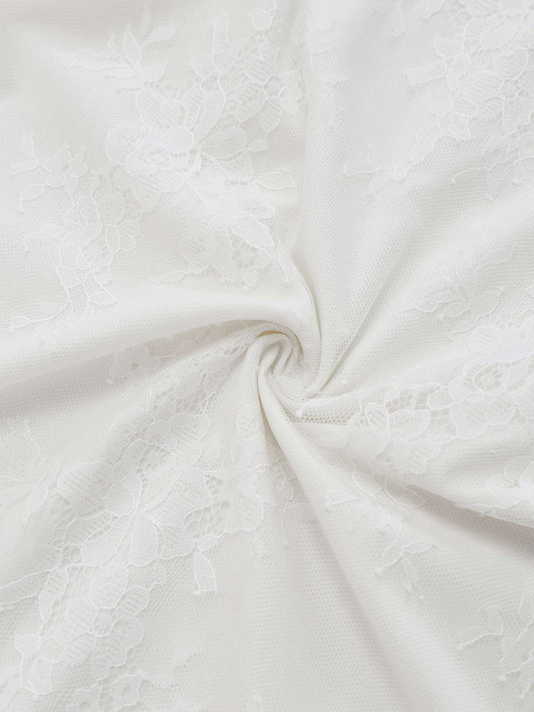 [Prévente] Robe sirène blanche en dentelle fleur années 1930