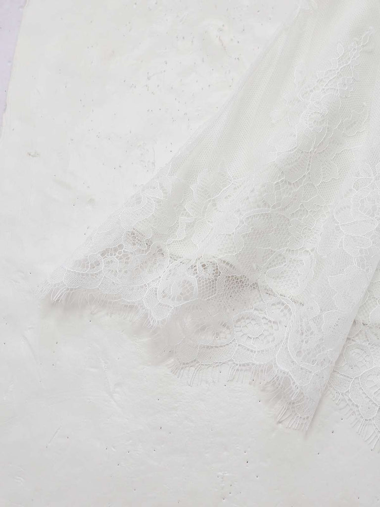 [Prévente] Robe sirène blanche en dentelle fleur années 1930