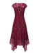 [Prévente] Robe rouge foncé fleurie avec collier années 1920