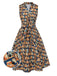 Robe multicolore lacets et imprimé bibliothèque années 1950