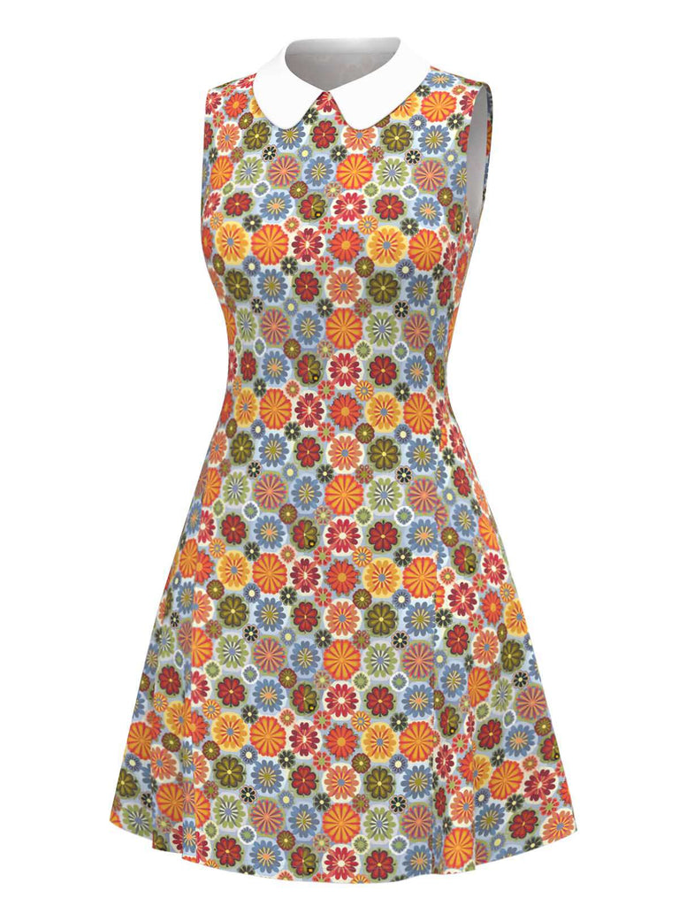 [Prévente] Robe orange col claudine marguerite des années 1960