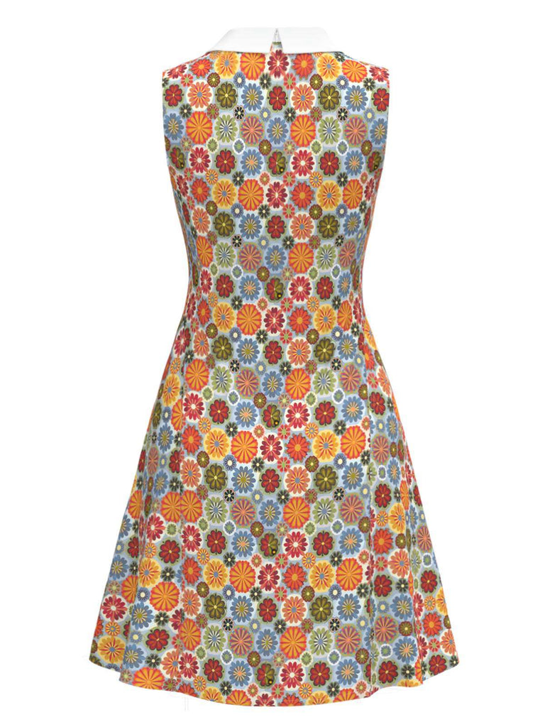 Robe orange col claudine marguerite des années 1960