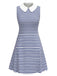 [Prévente] Robe à Rayures Col Claudine Bleue Années 1960