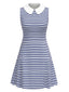 [Prévente] Robe Bleue Rayée Col Claudine Années 60