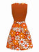 [Prévente] Robeà fleurs bohème psychédélique orange avec ceinture années 1960