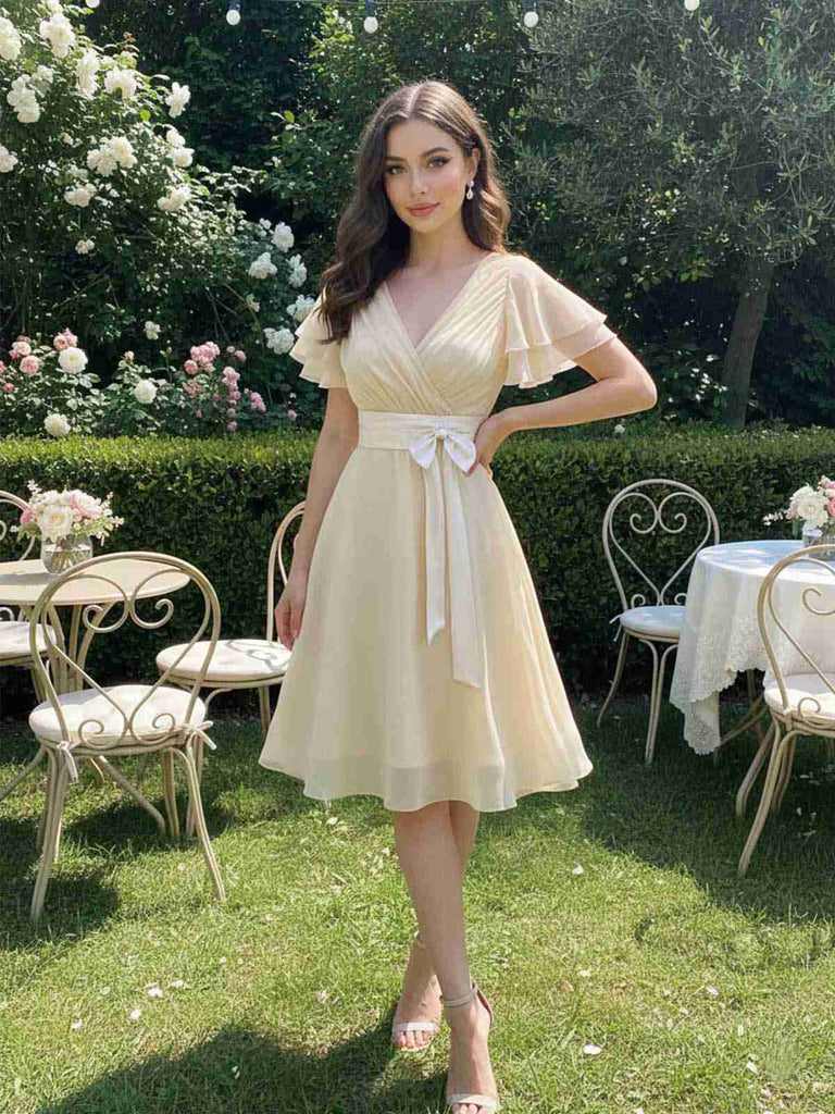 [Prévente] Robe de cocktail champagne en tulle satiné années 1950