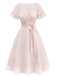 [Prévente] Robe Cocktail en Satin avec Ceinture et Tulle Rose Années 1950