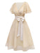 [Prévente] Robe de cocktail champagne en tulle satiné années 1950