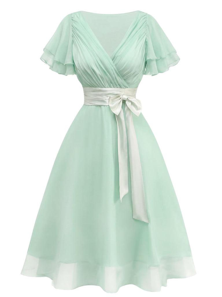 Robe de cocktail champagne en tulle satiné années 1950