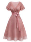 [Prévente] Robe de cocktail rose en tulle satiné années 1950