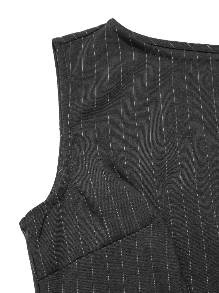 [Prévente] Robe crayon gris foncé à fines rayures années 1960