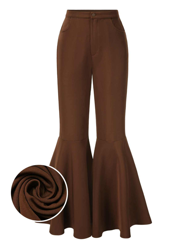 [Prévente] Pantalon évasé marron à taille haute des années 1960