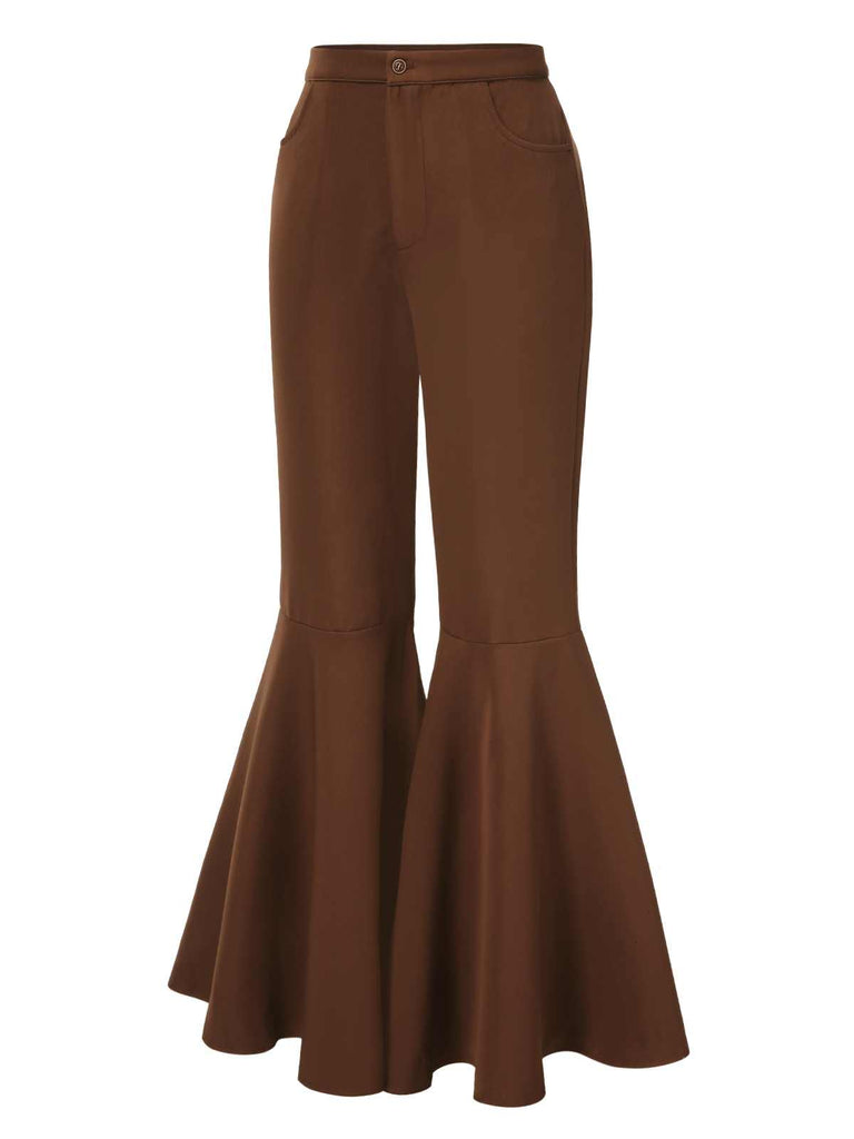 [Prévente] Pantalon évasé marron à taille haute des années 1960