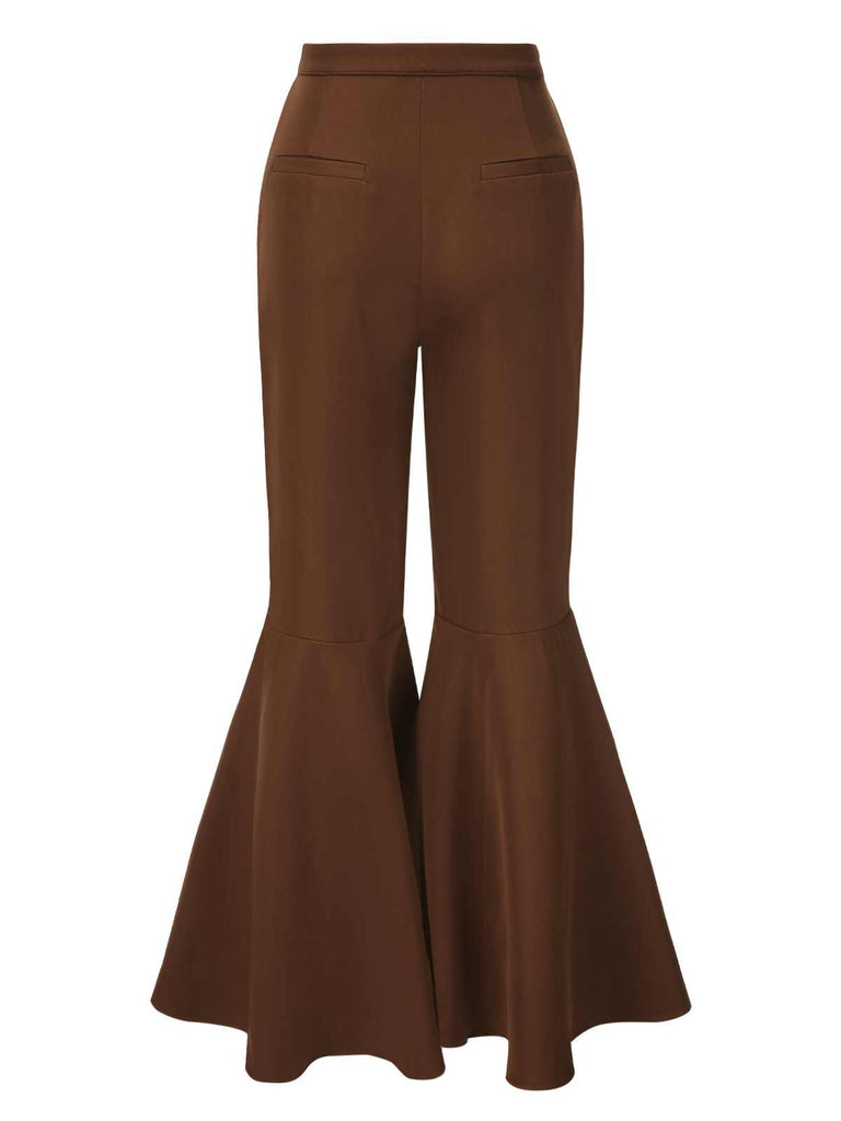 [Prévente] Pantalon évasé marron à taille haute des années 1960