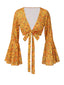[Prévente] Haut orange marguerites à manches évasées années 1960