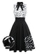 [Prévente] Robe noire et blanche batte à lacets et nœud années 1950