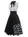 [Prévente] Robe noire et blanche batte à lacets et nœud années 1950