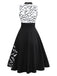 [Prévente] Robe noire et blanche batte à lacets et nœud années 1950