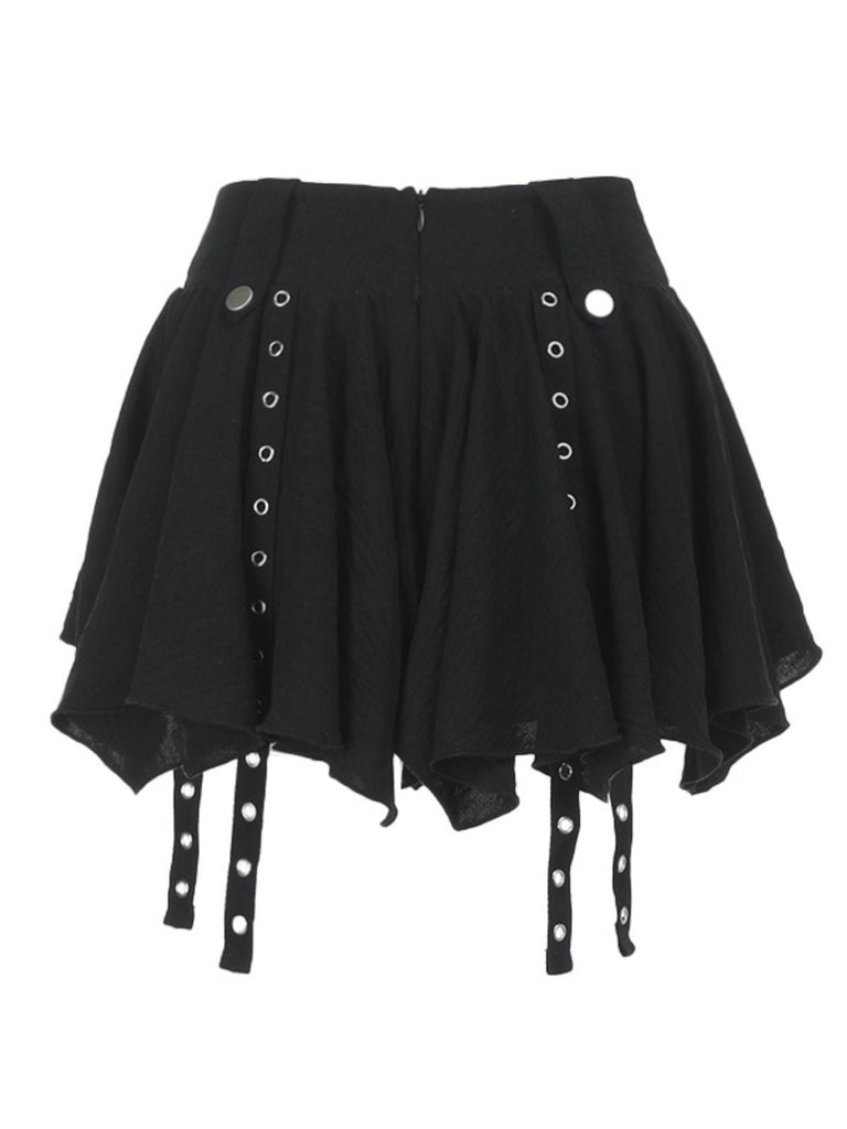 Mini-jupe superposée noire punk à ceinture serpent années 1980