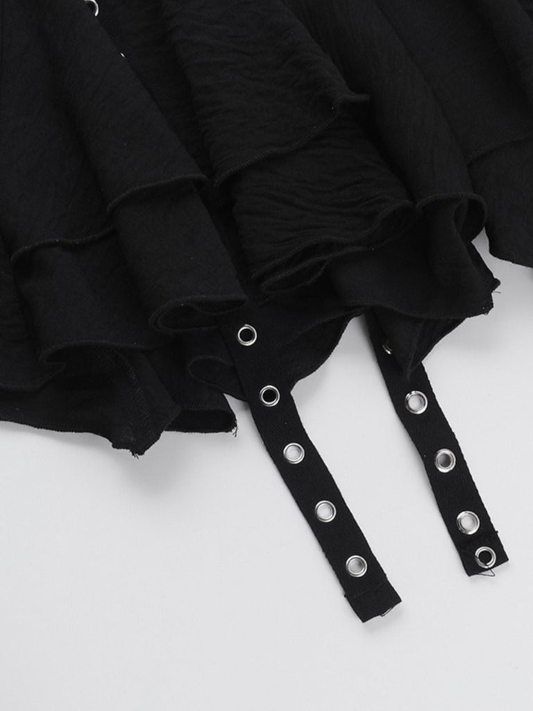 Mini-jupe superposée noire punk à ceinture serpent années 1980