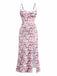 Robe blanche à petites fleurs nuisette fenduedes années 1940
